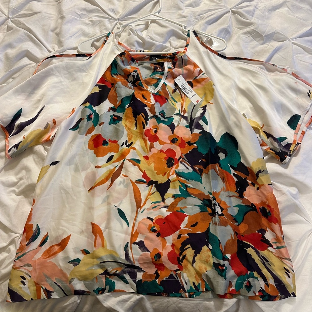 Allen B Floral Top with Open Sleeves